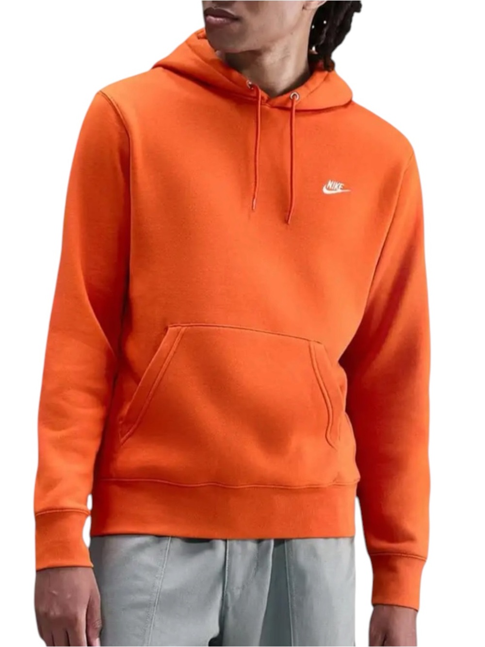 NIKE Club Orange Fleece Pullover Hoodie Medium